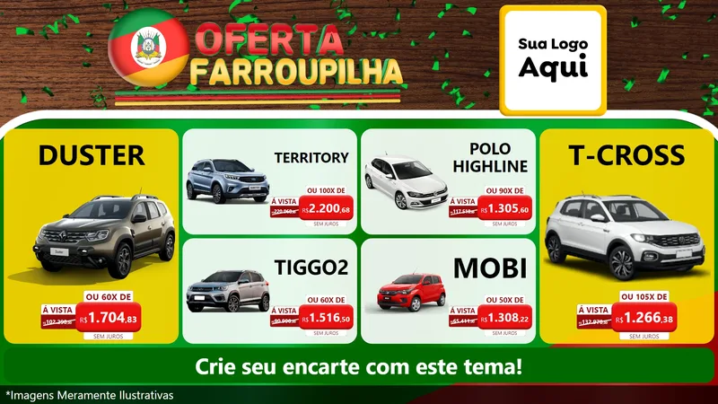 Modelo de TV para TV Horizontal com o tema Oferta Farroupilha para Concessionaria de Carros