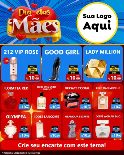 Modelo de Rede Social para Feed Instagram com o tema Dia das Mães para Perfumes