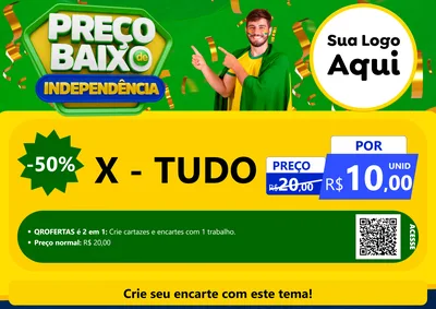 Modelo de Cartaz para Cartaz A4 Horizontal com o tema Preço Baixo de Independência para Hamburgueria