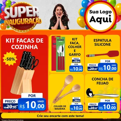 Modelo de Rede Social para Feed Facebook com o tema Super Inauguração para Utilidades Domésticas