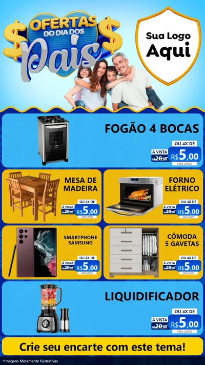Modelo de TV para TV Vertical com o tema Ofertas do Dia dos Pais para Móveis e Eletro