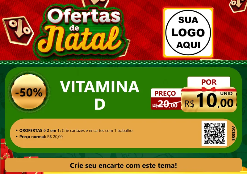 Modelo de Cartaz para Cartaz A4 Horizontal com o tema Ofertas de Natal para Farmácia