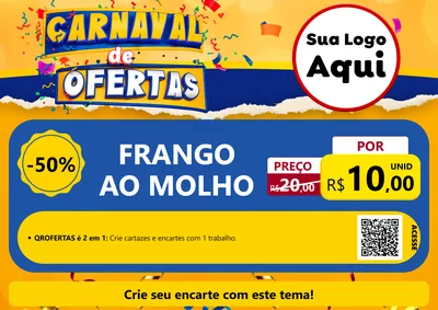 Modelo de Cartaz para Cartaz A4 Horizontal com o tema Carnaval de Ofertas para Restaurante