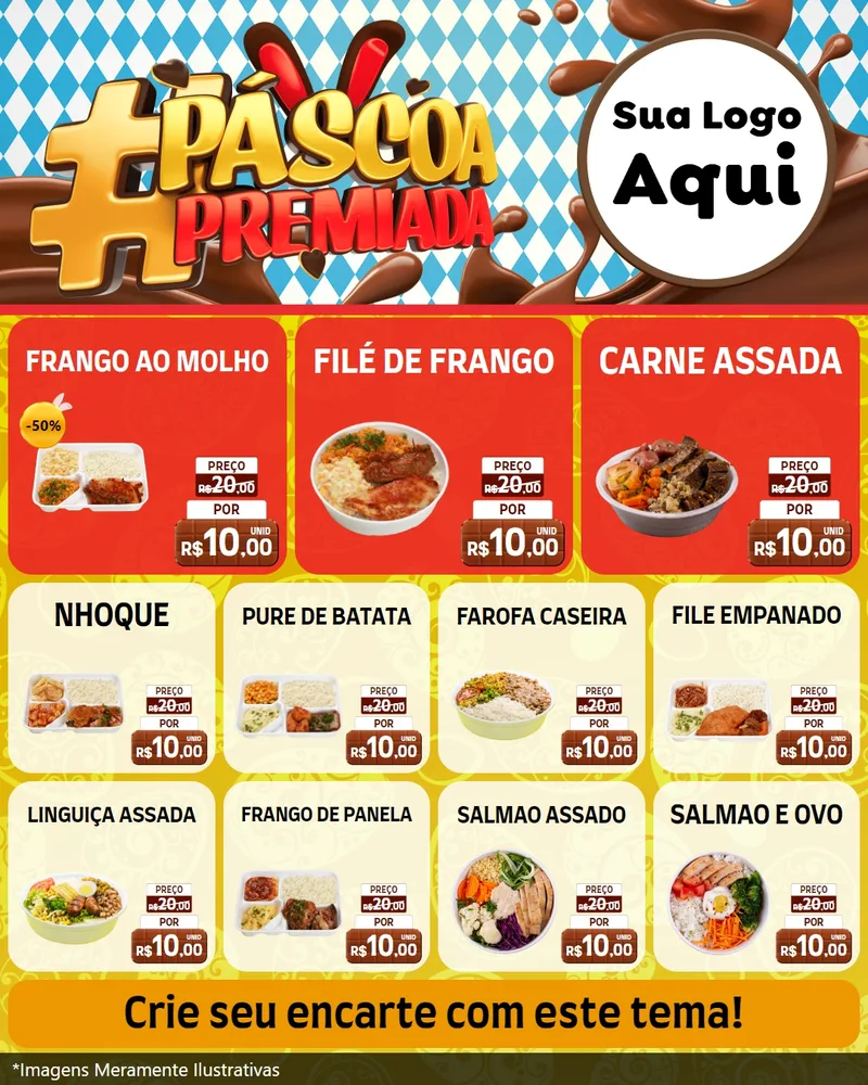 Modelo de Rede Social para Feed Instagram com o tema Páscoa Premiada para Restaurante