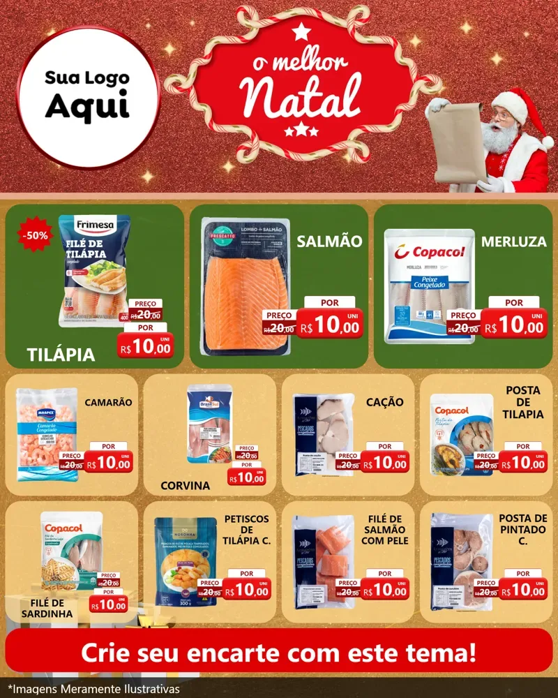 Modelo de Rede Social para Feed Instagram com o tema O Melhor Natal para Peixaria