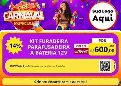 Modelo de Cartaz para Cartaz A4 Horizontal com o tema Pré-Carnaval Especial para Maquinas e Ferramentas