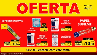 Modelo de TV para TV Horizontal com o tema OFERTA - Vermelho Cartaz para Embalagens