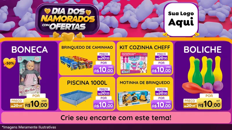 Modelo de TV para TV Horizontal com o tema Dia Dos Namorados Com Ofertas para Brinquedos