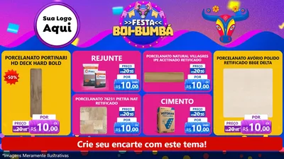 Modelo de TV para TV Horizontal com o tema Festa Boi-Bumbá para Pisos e revestimentos