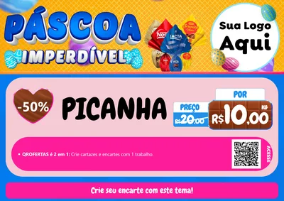 Modelo de Cartaz para Cartaz A4 Horizontal com o tema Páscoa Imperdível para Açougue