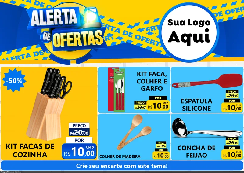Modelo de Encarte para Encarte A4 Horizontal com o tema Alerta de Ofertas para Utilidades Domésticas
