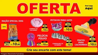 Modelo de TV para TV Horizontal com o tema OFERTA - Vermelho Cartaz para Pet Shop