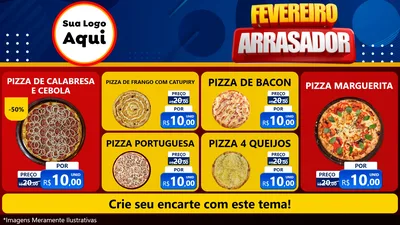 Modelo de TV para TV Horizontal com o tema Fevereiro Arrasador para Pizzaria