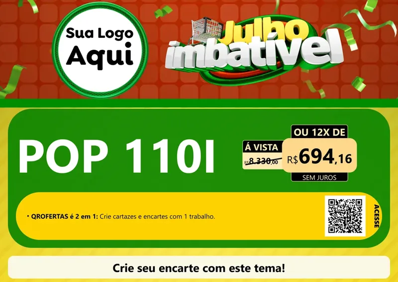 Modelo de Cartaz para Cartaz A4 Horizontal com o tema Julho Imbatível para Concessionaria de Motos