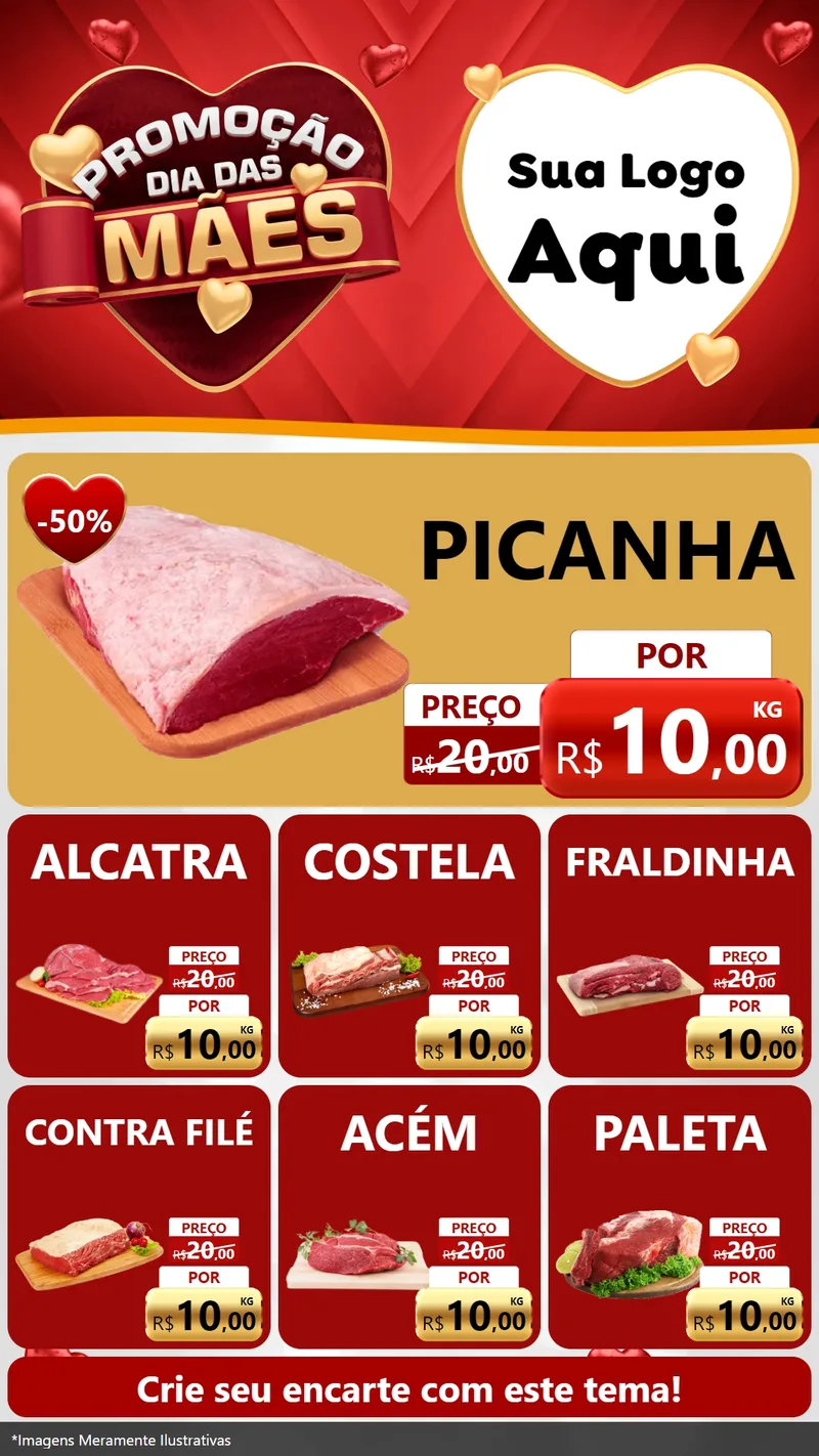 Modelo de Rede Social para Stories com o tema Promoção Dia das Mães para Açougue