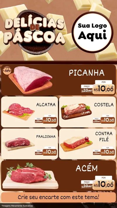 Modelo de TV para TV Vertical com o tema Delícias de Páscoa para Açougue
