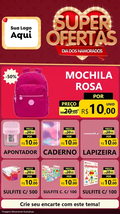 Modelo de Rede Social para Stories com o tema Dia dos Namorados para Papelaria