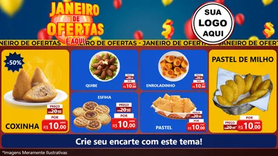 Modelo de TV para TV Horizontal com o tema Janeiro de Ofertas É Aqui! para Salgadaria