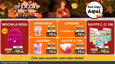 Modelo de TV para TV Horizontal com o tema Ofertas de Outono para Papelaria
