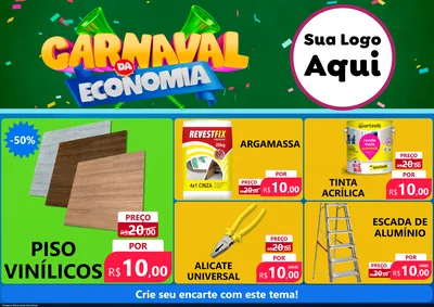 Modelo de Encarte para Encarte A4 Horizontal com o tema Carnaval da Economia para Material para Construção