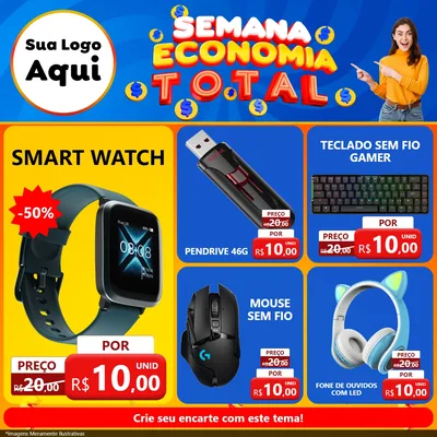Modelo de Rede Social para Feed Facebook com o tema Semana Economia Total para Informática