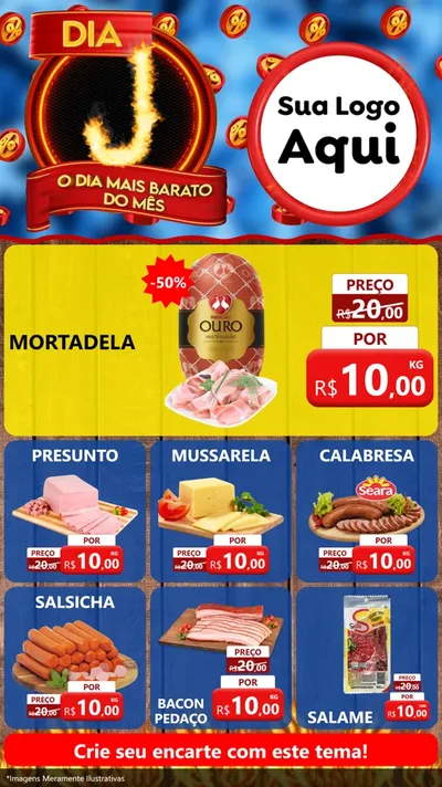 Modelo de Rede Social para Stories com o tema Dia J - O Dia Mais Barato Do Mês para Frios e Laticínios
