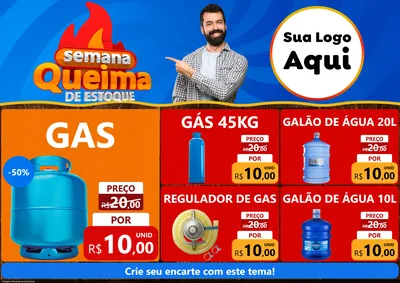 Modelo de Encarte para Encarte A4 Horizontal com o tema Semana Queima de Estoque para Água e gás