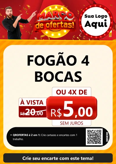 Modelo de Cartaz para Cartaz A4 Vertical com o tema Março de Ofertas! para Móveis e Eletro
