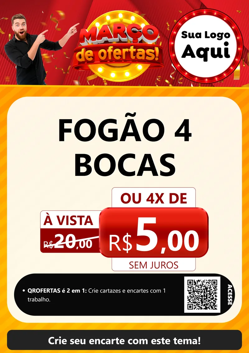 Modelo de Cartaz para Cartaz A4 Vertical com o tema Março de Ofertas! para Móveis e Eletro