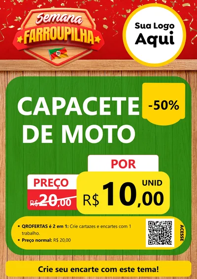 Modelo de Cartaz para Cartaz A4 Vertical com o tema Semana Farroupilha para Moto peças
