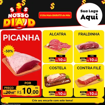 Modelo de Rede Social para Feed Facebook com o tema Nosso Dia D para Açougue