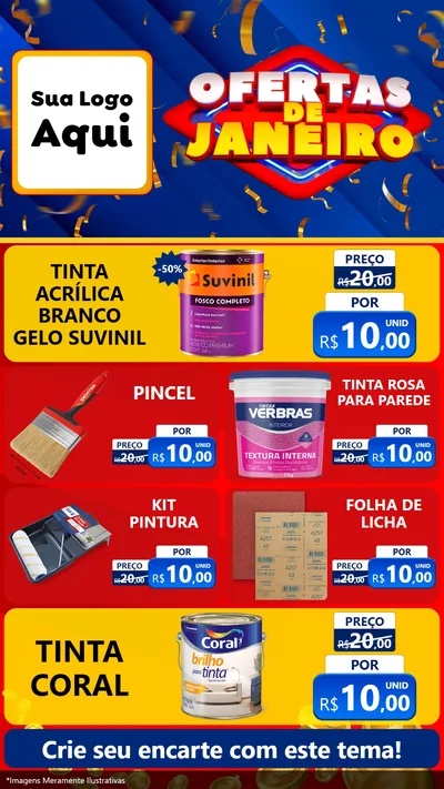 Modelo de TV para TV Vertical com o tema Ofertas de Janeiro para Tintas e Ferramentas