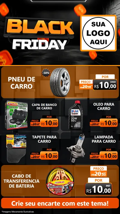 Modelo de TV para TV Vertical com o tema Black Friday para Auto peças