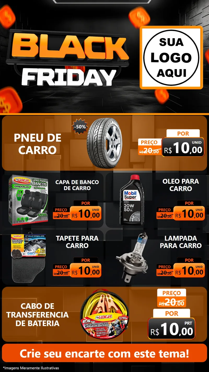 Modelo de TV para TV Vertical com o tema Black Friday para Auto peças
