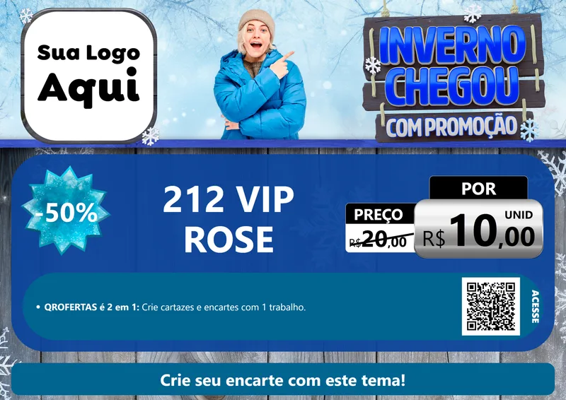 Modelo de Cartaz para Cartaz A4 Horizontal com o tema Inverno Chegou Com Promoção para Perfumes