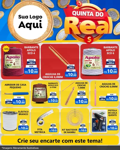 Modelo de Rede Social para Feed Instagram com o tema Quinta do Real para Armarinho e Aviamentos
