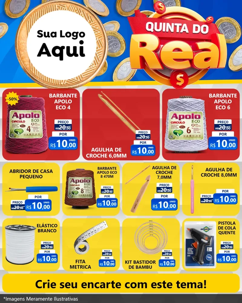 Modelo de Rede Social para Feed Instagram com o tema Quinta do Real para Armarinho e Aviamentos