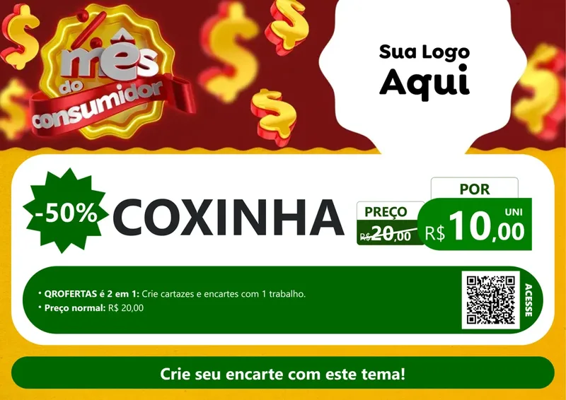 Modelo de Cartaz para Cartaz A4 Horizontal com o tema Mês do consumidor para Salgadaria