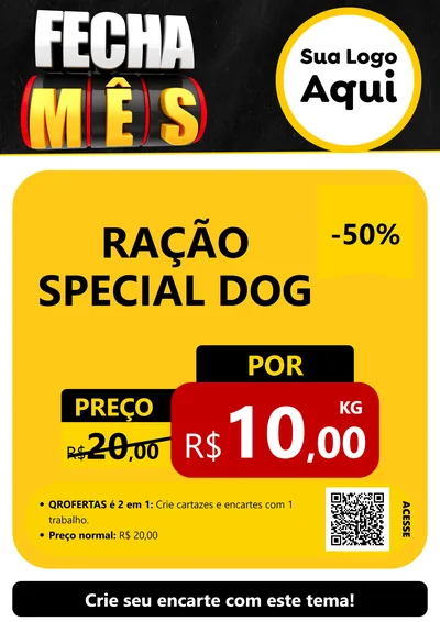 Modelo de Cartaz para Cartaz A4 Vertical com o tema Fecha Mês para Pet Shop