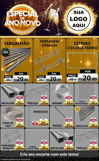 Modelo de Encarte para Encarte Grande com o tema Especial de Ano Novo para Ferragens