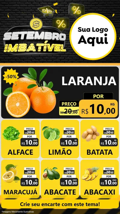 Modelo de Rede Social para Stories com o tema Setembro Imbatível para Hortifrúti