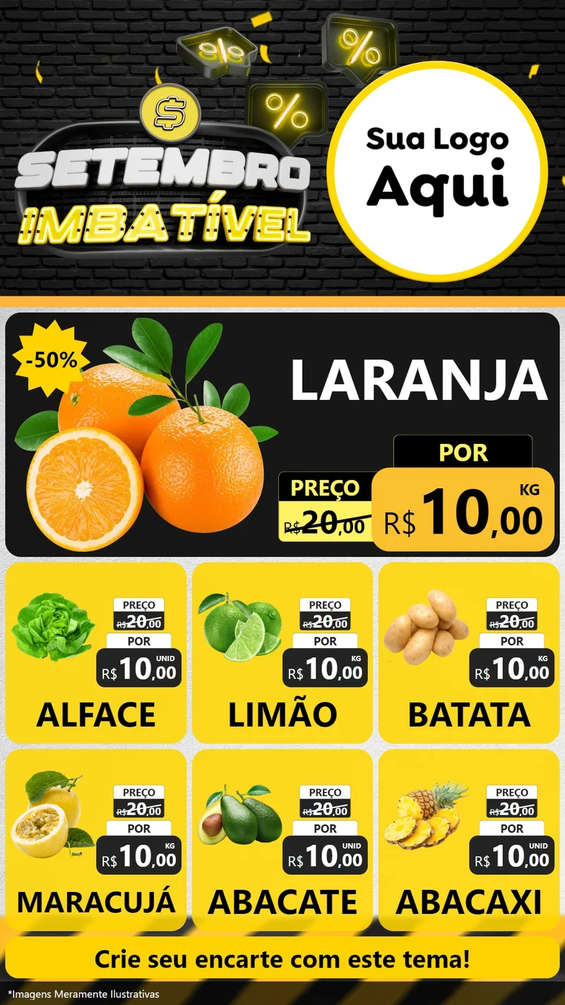 Modelo de Rede Social para Stories com o tema Setembro Imbatível para Hortifrúti