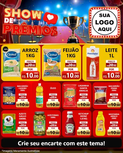 Modelo de Rede Social para Feed Instagram com o tema Show de Prêmios para Supermercado