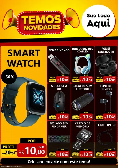 Modelo de Encarte para Encarte A4 Vertical com o tema Temos Novidades para Informática