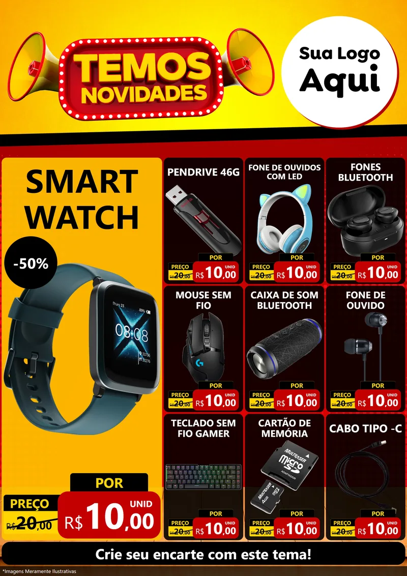 Modelo de Encarte para Encarte A4 Vertical com o tema Temos Novidades para Informática