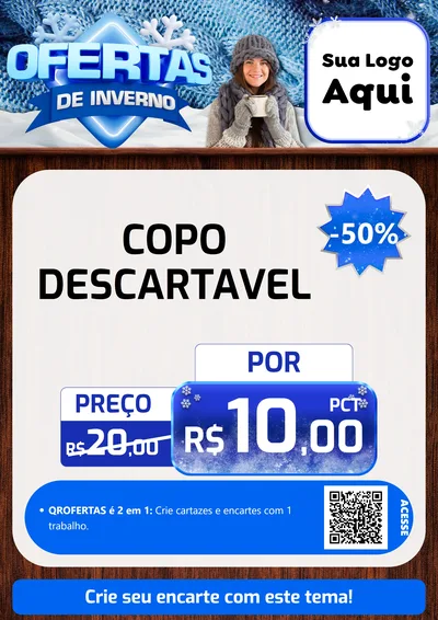 Modelo de Cartaz para Cartaz A4 Vertical com o tema Ofertas de Inverno para Embalagens