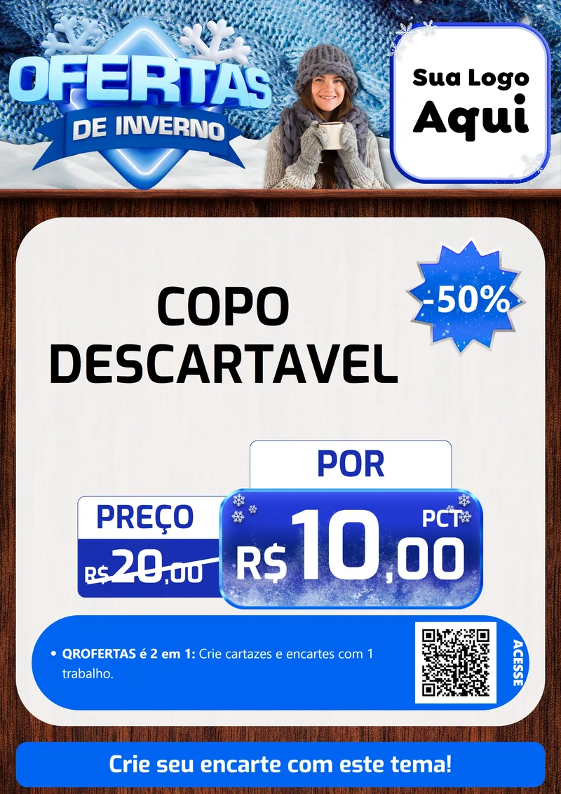 Modelo de Cartaz para Cartaz A4 Vertical com o tema Ofertas de Inverno para Embalagens