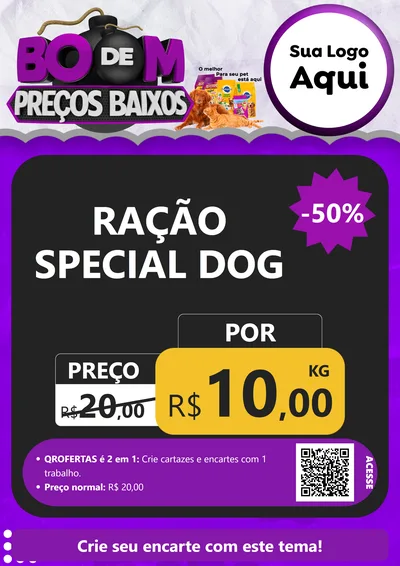 Modelo de Cartaz para Cartaz A4 Vertical com o tema Boom de Preços Baixos para Pet Shop