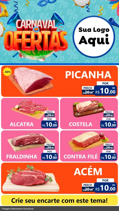 Modelo de TV para TV Vertical com o tema Carnaval de Ofertas para Açougue