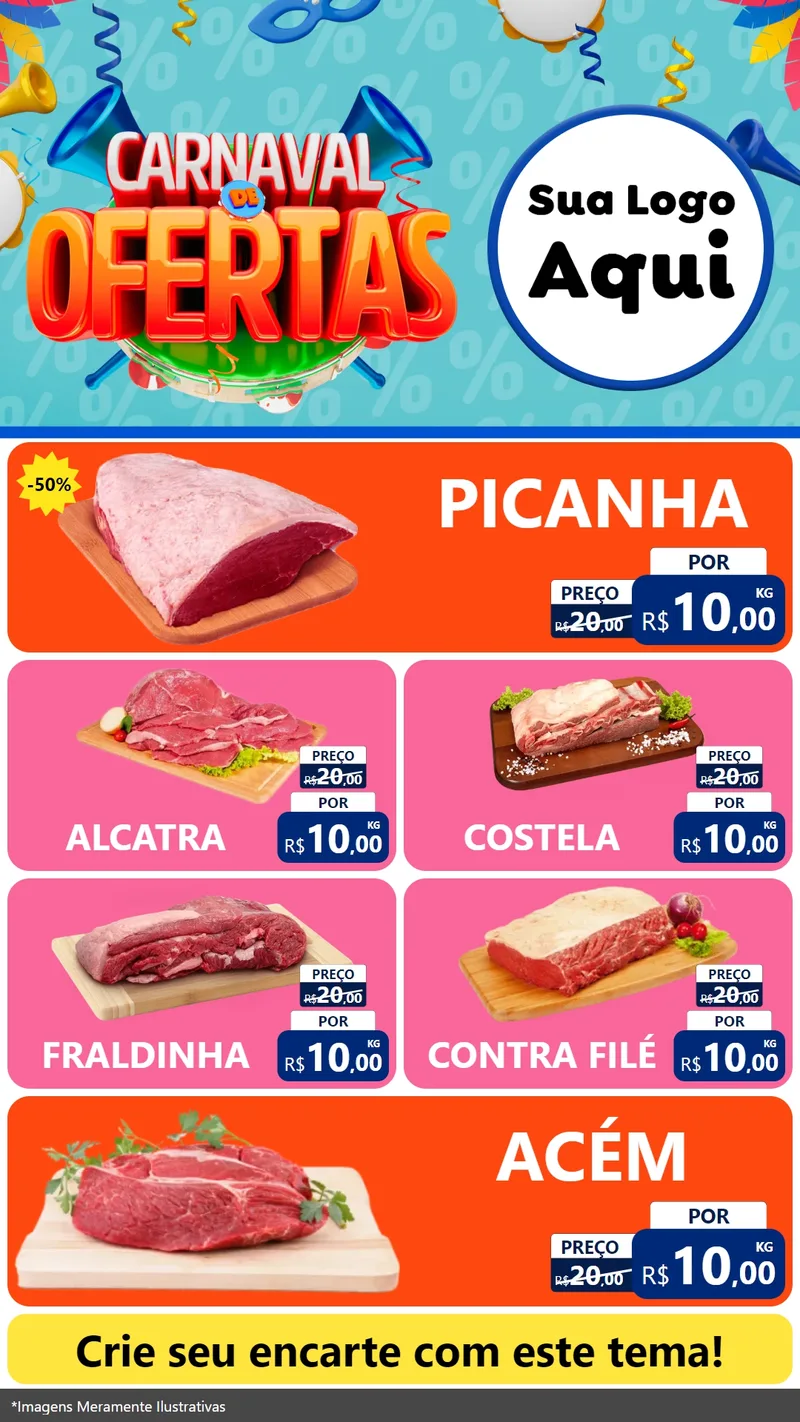 Modelo de TV para TV Vertical com o tema Carnaval de Ofertas para Açougue
